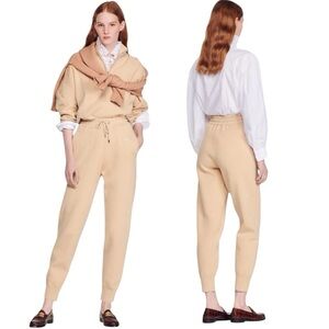 Sandro Paris Straight Leg Knit Drawstring Joggers Size FR 42 US 10 NWT